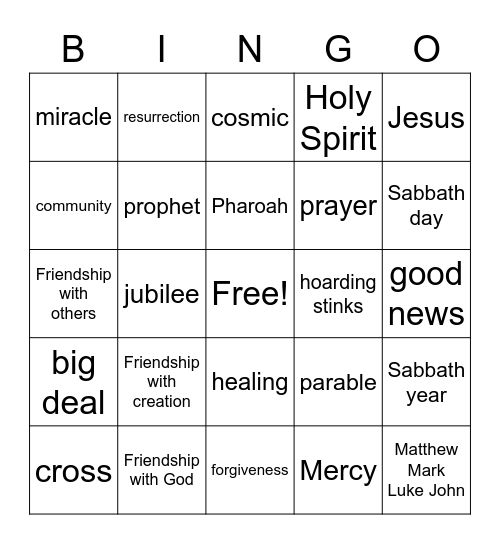 Manna & Mercy Bingo Card