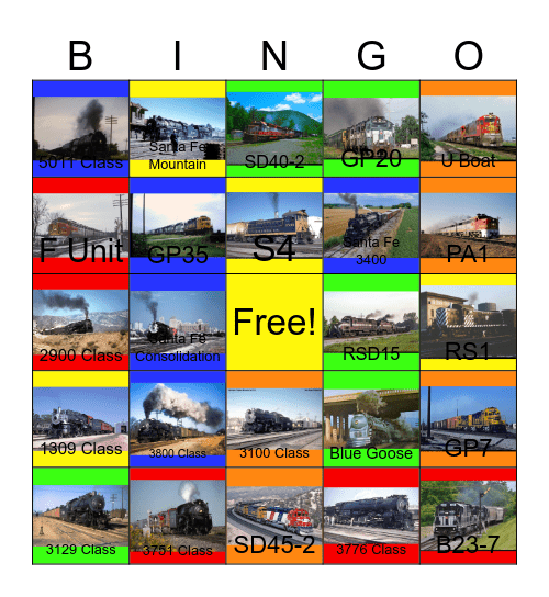 Atchison,Topeka and Santa Fe Bingo Card