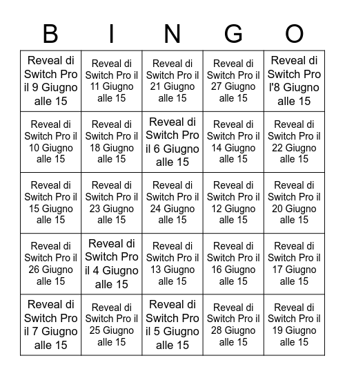 Bingo E3 Bingo Card