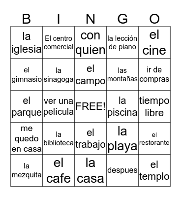 Chapter 4A  Bingo Card