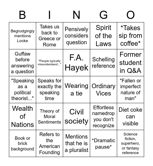 JACOB LEVY LECTURE Bingo Card