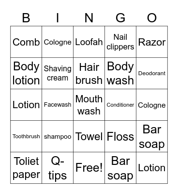 Hygiene Bingo Card