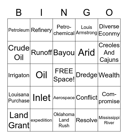 South Central Region Bingo Card