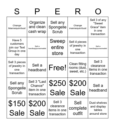 Blu Spero Bingo Card