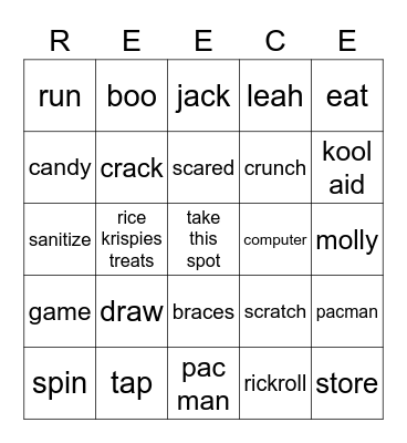 reeceman bingo Card