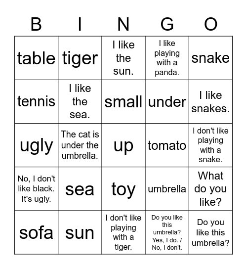 STU Revision Bingo Card