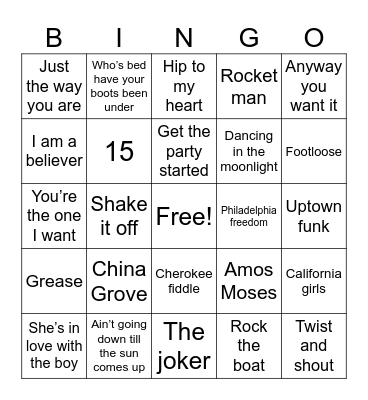 70s songs  Bingo Card