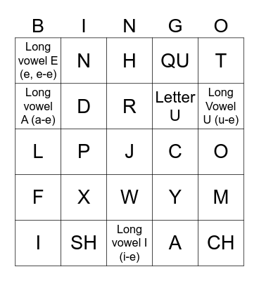 Dino Phonics Review Bingo Card