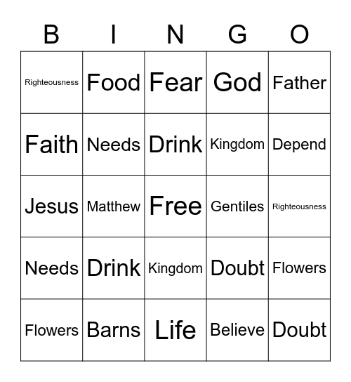 Zoom Bible Bingo Card