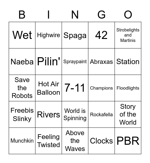 Ruby's Bingo Board New Haven Bingo Card