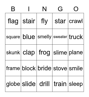 Phonics Bingo Card