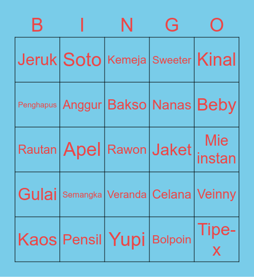 Vienny Bingo Card