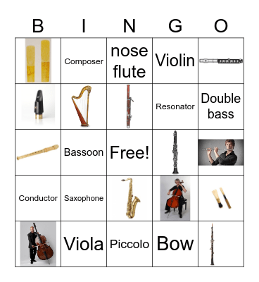 Woodwind Instruments Bingo Card
