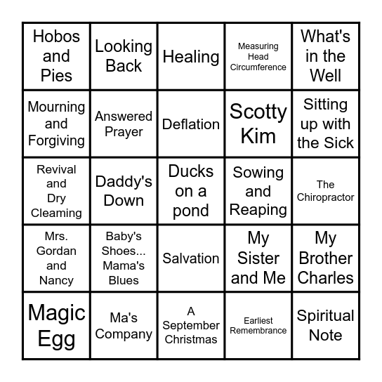 My Bundle of Early Life Bingo Card