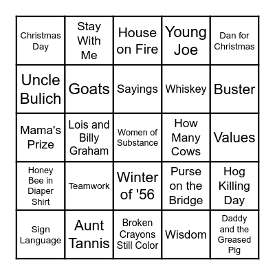 My Bundle of Early Life Bingo Card