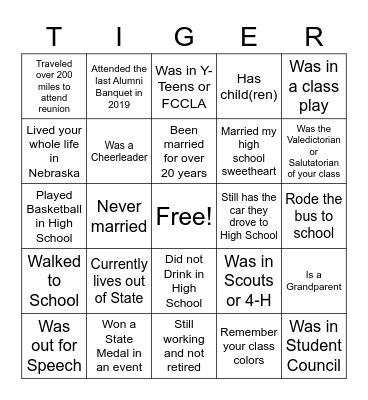 Davenport Alumni BINGO Card
