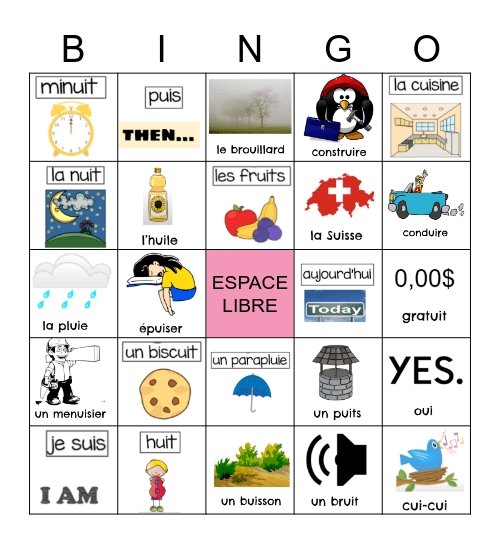 Le son "ui" Bingo Card