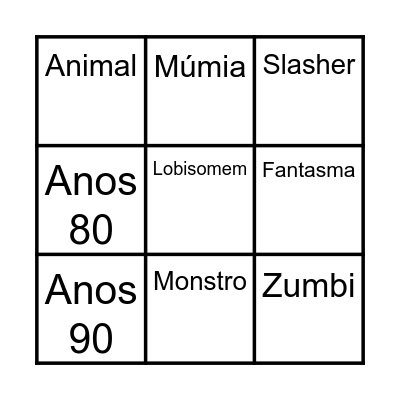 Melhor filme de: Bingo Card
