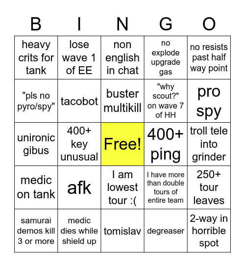 MvM Two Cities Bingo Card