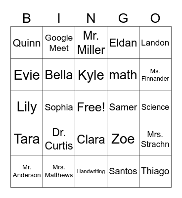 Last Day Bingo Card