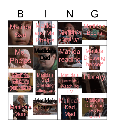 Matilda Bingo Card 1 Bingo Card