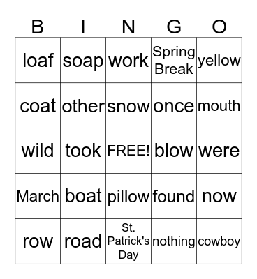 Unit #23 Bingo Card