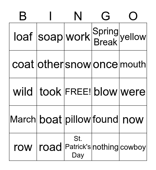 Unit #23 Bingo Card