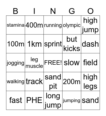 PHE Bingo Card