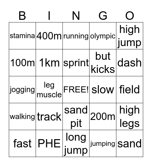 PHE Bingo Card