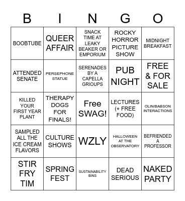 "Oh the things we'll see" Bingo Card