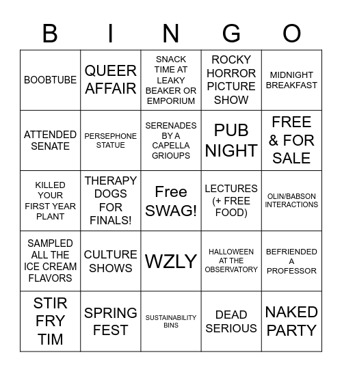"Oh the things we'll see" Bingo Card