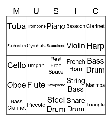 Instrument Bingo Card
