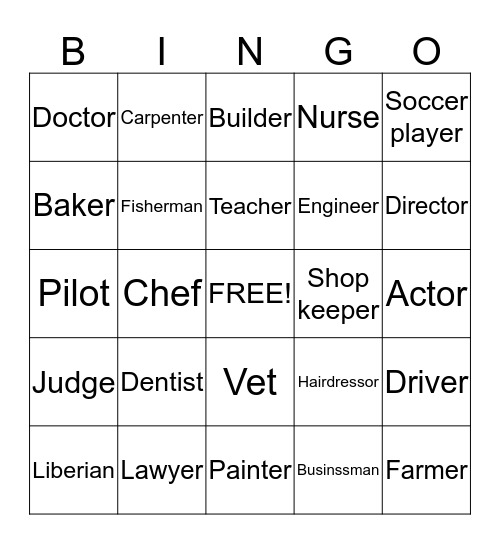 What do people do? Bingo Card