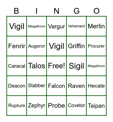 Fashion Show Bingo Card