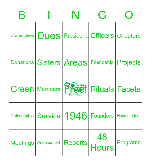 Milford Links Bingo Card