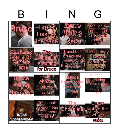 Matilda Bingo Card 3 Bingo Card