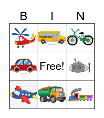 Means of transportation Bingo Card