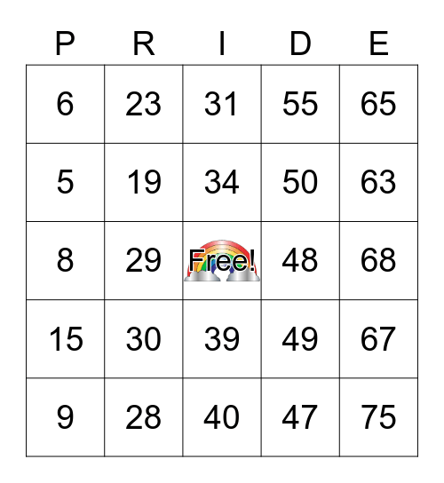 PRIDE BINGO! Bingo Card
