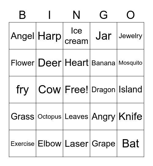 Vocab Bingo Card