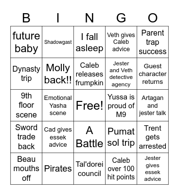 CR 71/2 Bingo Card