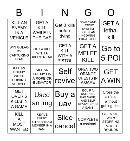 WARZONE BINGO Card