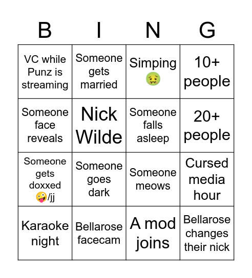 VC-1 Bingo Board Bingo Card