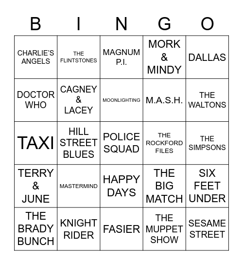 CLASSIC TV Bingo Card