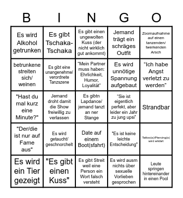 Trash TV Bingo Card