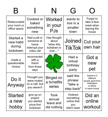Icebreaker Bingo - Lockdown Edition! Bingo Card