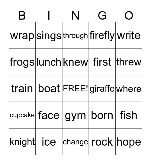 Fun with Words 2! Bingo Card