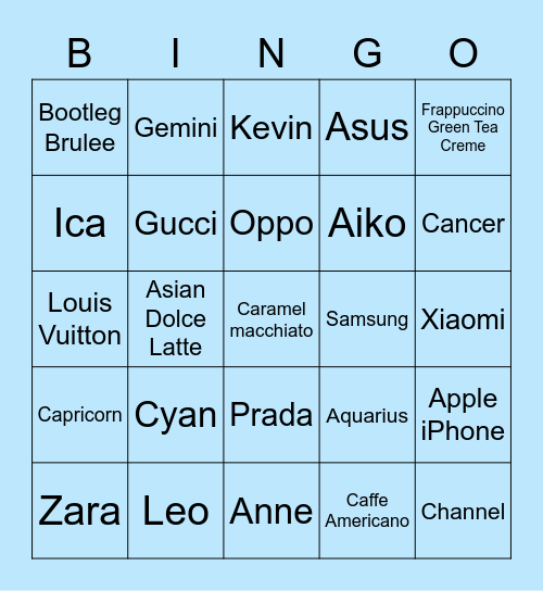 Ica Bingo Card