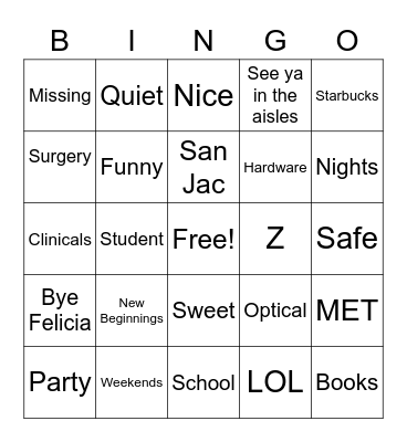 Zenaida Bingo Card