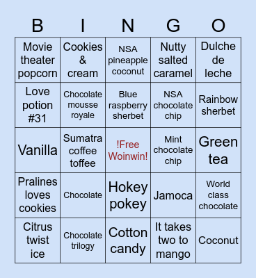 Bingo Ice Cream with Savior Bingo Card