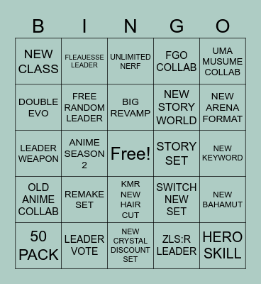 SHADOWVERSE 5TH ANNIVERSARY Bingo Card